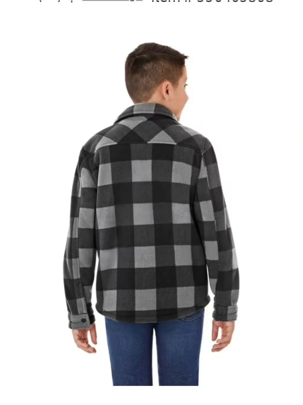 Kids Black & Gray Buffalo Plaid Sherpa-Lined Shirt Jacket